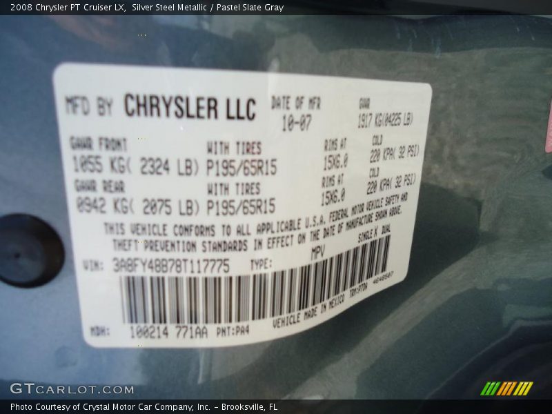 Silver Steel Metallic / Pastel Slate Gray 2008 Chrysler PT Cruiser LX