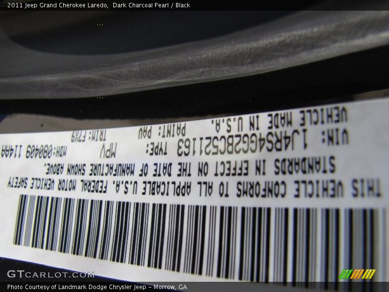Dark Charcoal Pearl / Black 2011 Jeep Grand Cherokee Laredo