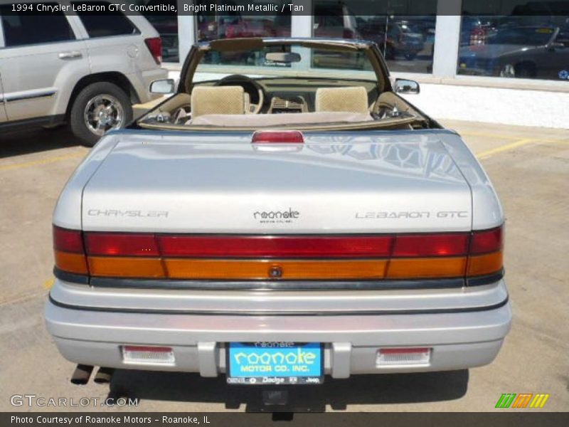 Bright Platinum Metallic / Tan 1994 Chrysler LeBaron GTC Convertible