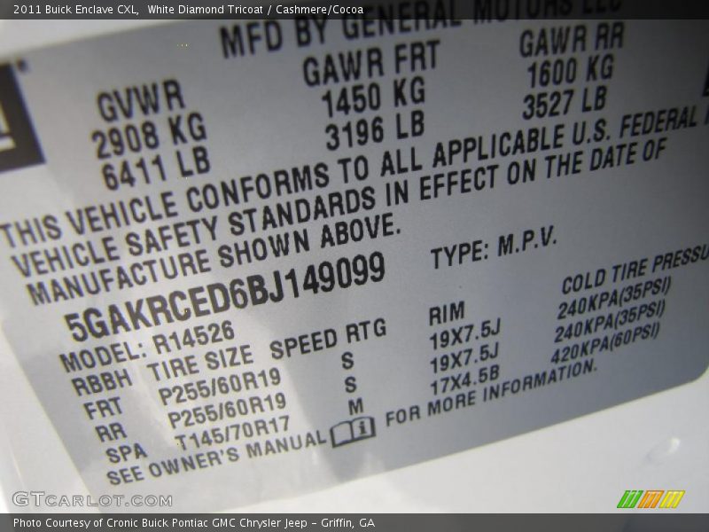White Diamond Tricoat / Cashmere/Cocoa 2011 Buick Enclave CXL