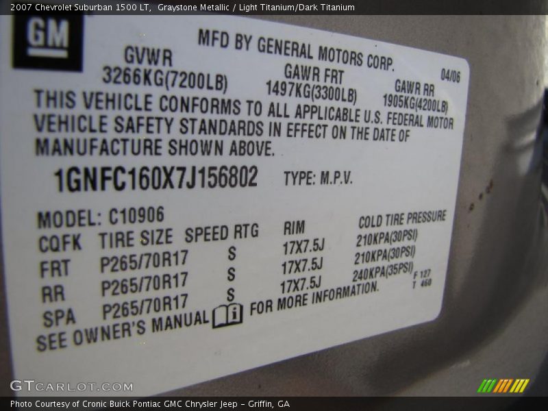 Graystone Metallic / Light Titanium/Dark Titanium 2007 Chevrolet Suburban 1500 LT