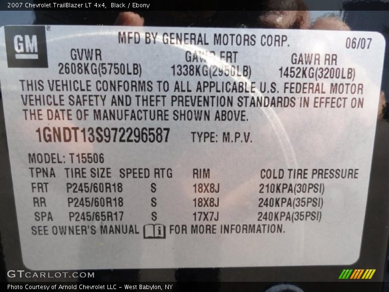 Black / Ebony 2007 Chevrolet TrailBlazer LT 4x4