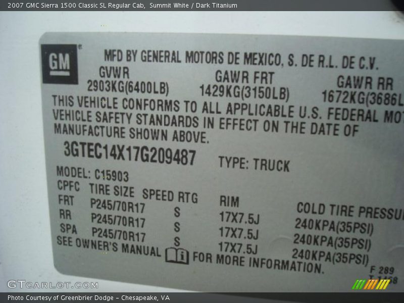 Summit White / Dark Titanium 2007 GMC Sierra 1500 Classic SL Regular Cab