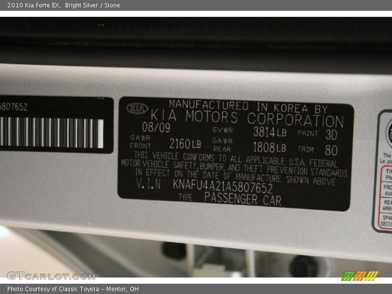 Bright Silver / Stone 2010 Kia Forte EX