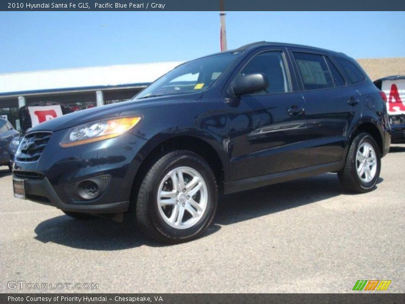 Pacific Blue Pearl / Gray 2010 Hyundai Santa Fe GLS