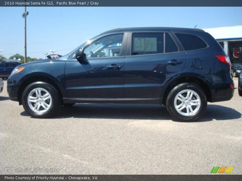 Pacific Blue Pearl / Gray 2010 Hyundai Santa Fe GLS