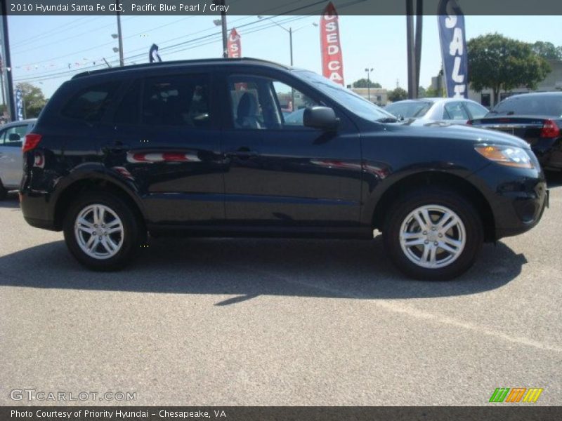 Pacific Blue Pearl / Gray 2010 Hyundai Santa Fe GLS