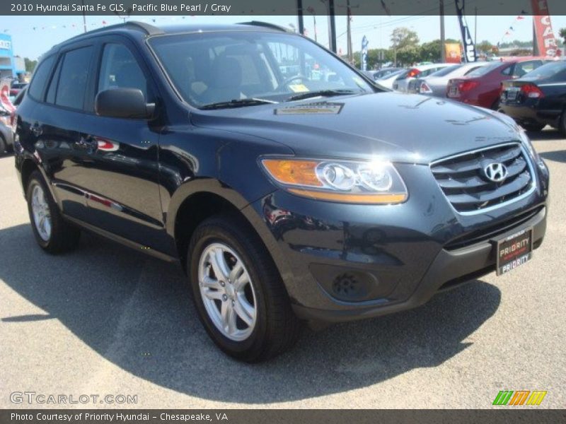 Pacific Blue Pearl / Gray 2010 Hyundai Santa Fe GLS