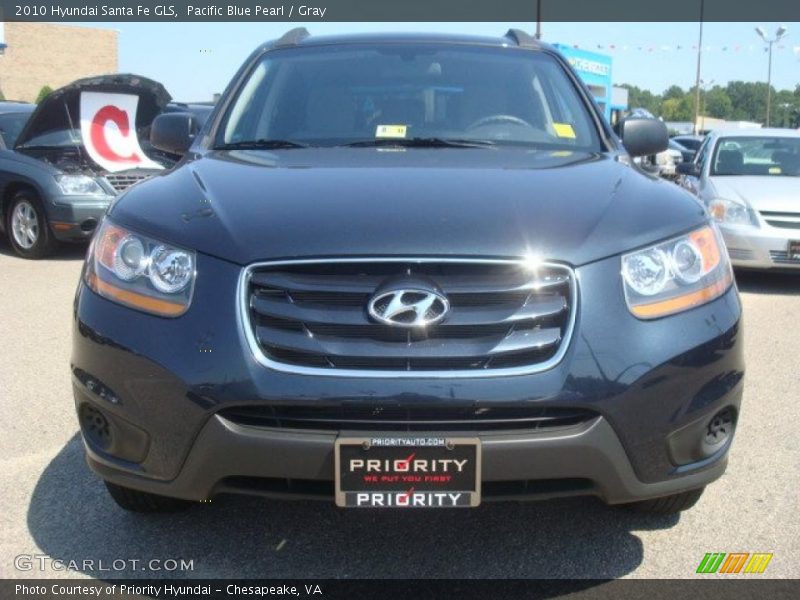 Pacific Blue Pearl / Gray 2010 Hyundai Santa Fe GLS
