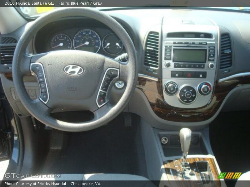 Pacific Blue Pearl / Gray 2010 Hyundai Santa Fe GLS