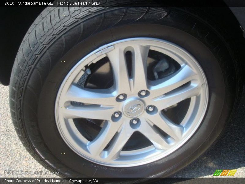 Pacific Blue Pearl / Gray 2010 Hyundai Santa Fe GLS