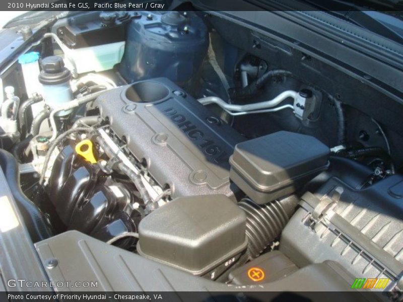 Pacific Blue Pearl / Gray 2010 Hyundai Santa Fe GLS