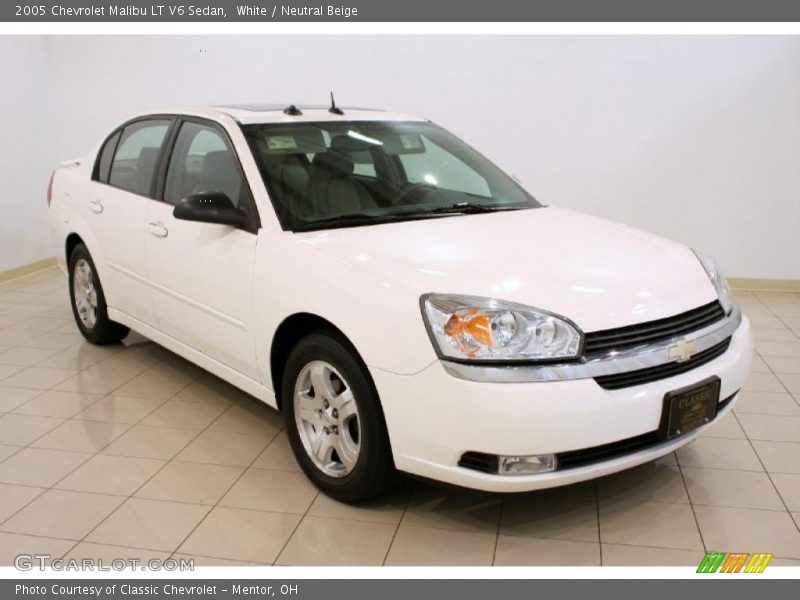 White / Neutral Beige 2005 Chevrolet Malibu LT V6 Sedan