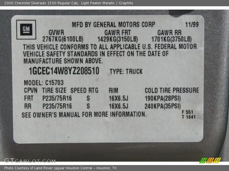 Light Pewter Metallic / Graphite 2000 Chevrolet Silverado 1500 Regular Cab