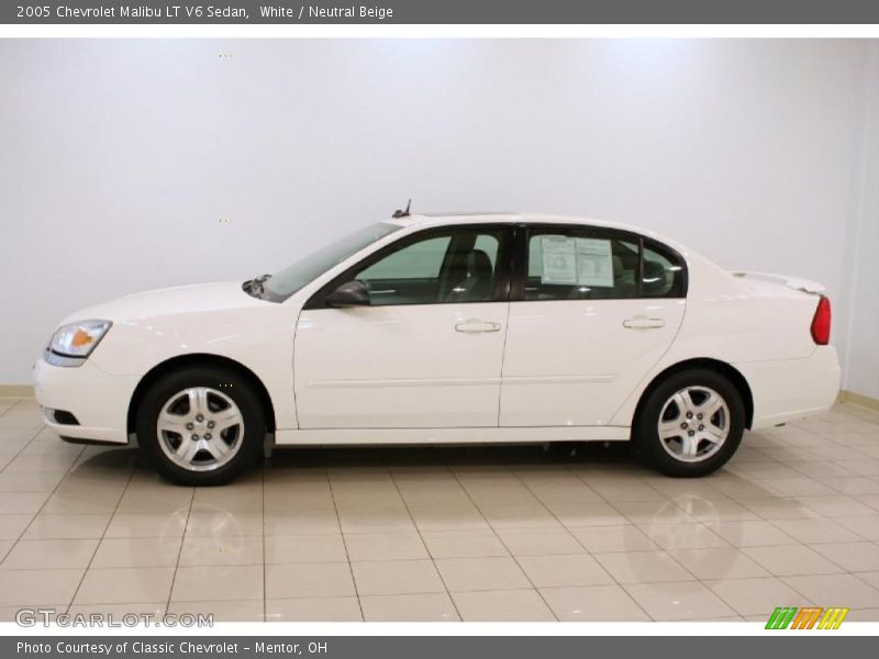 White / Neutral Beige 2005 Chevrolet Malibu LT V6 Sedan