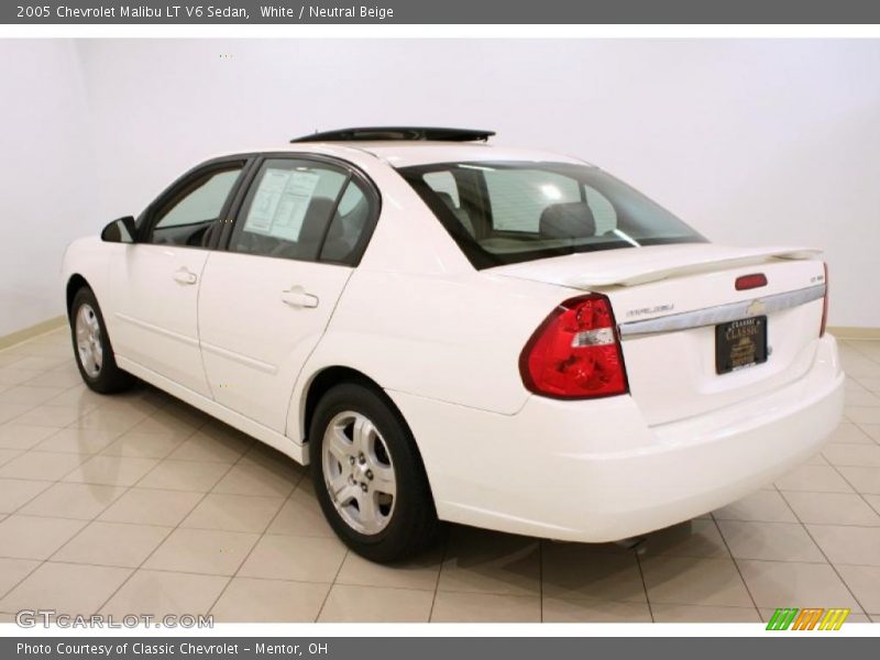 White / Neutral Beige 2005 Chevrolet Malibu LT V6 Sedan