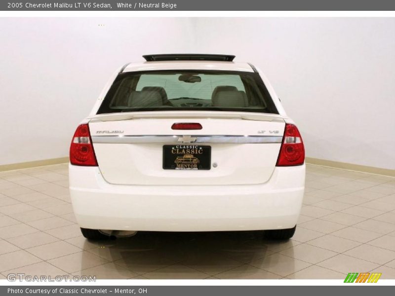 White / Neutral Beige 2005 Chevrolet Malibu LT V6 Sedan
