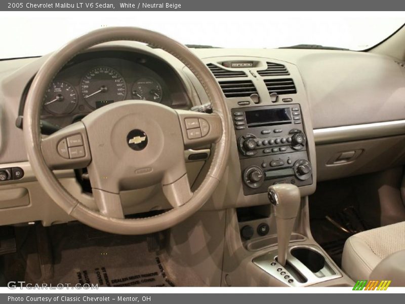 White / Neutral Beige 2005 Chevrolet Malibu LT V6 Sedan