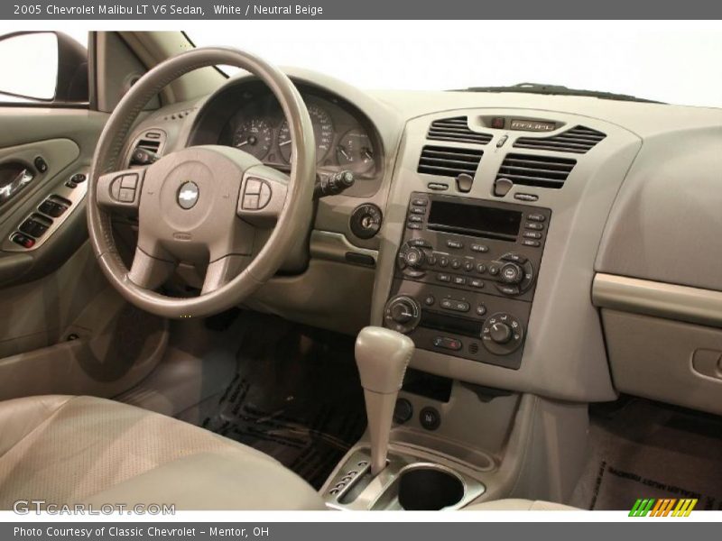 White / Neutral Beige 2005 Chevrolet Malibu LT V6 Sedan