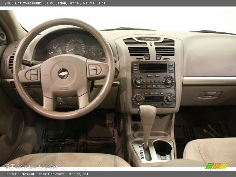 White / Neutral Beige 2005 Chevrolet Malibu LT V6 Sedan