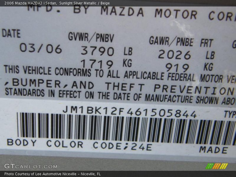 Sunlight Silver Metallic / Beige 2006 Mazda MAZDA3 i Sedan