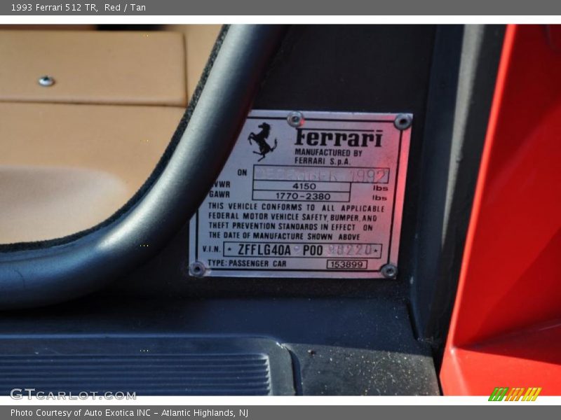 Red / Tan 1993 Ferrari 512 TR