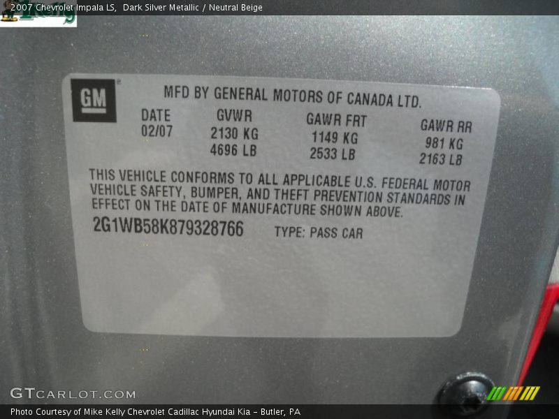Dark Silver Metallic / Neutral Beige 2007 Chevrolet Impala LS