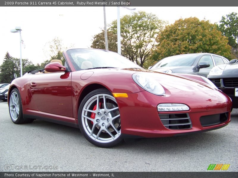 Ruby Red Metallic / Sand Beige 2009 Porsche 911 Carrera 4S Cabriolet