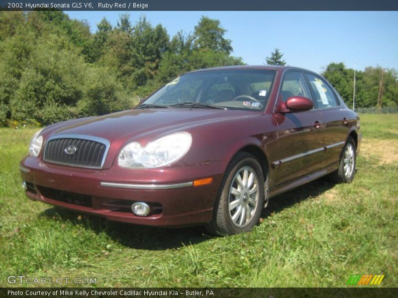 Ruby Red / Beige 2002 Hyundai Sonata GLS V6