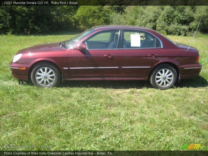 Ruby Red / Beige 2002 Hyundai Sonata GLS V6