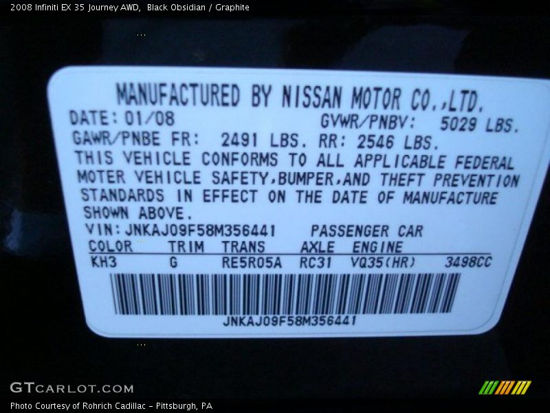 Black Obsidian / Graphite 2008 Infiniti EX 35 Journey AWD