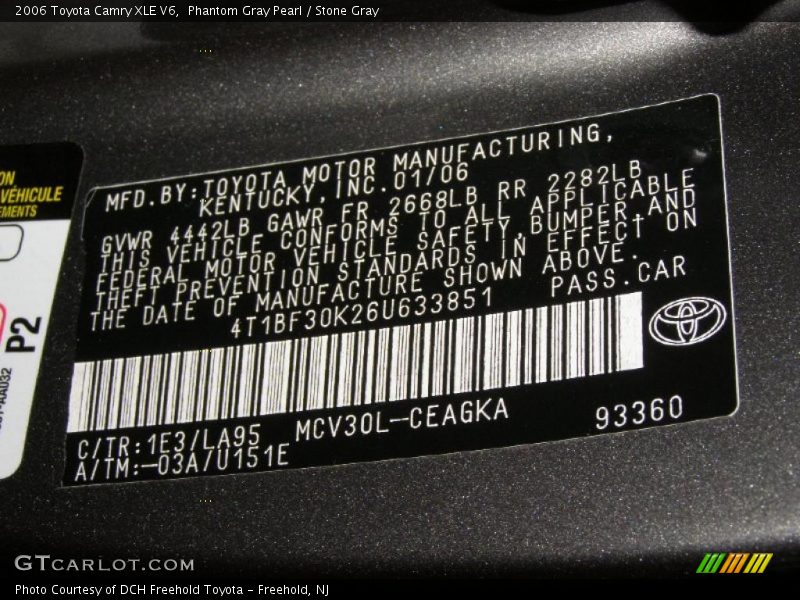 Phantom Gray Pearl / Stone Gray 2006 Toyota Camry XLE V6