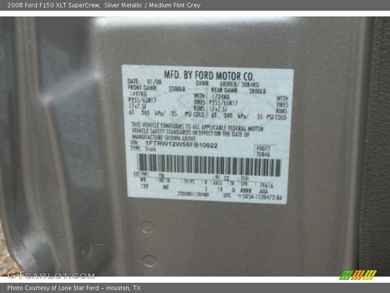 Silver Metallic / Medium Flint Grey 2008 Ford F150 XLT SuperCrew