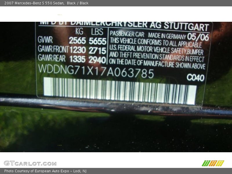Black / Black 2007 Mercedes-Benz S 550 Sedan