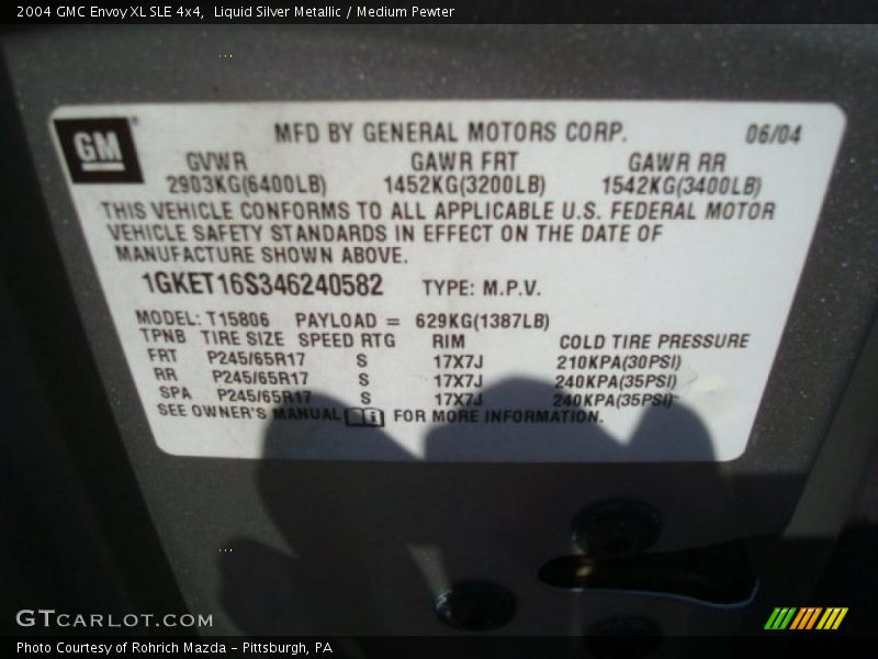 Liquid Silver Metallic / Medium Pewter 2004 GMC Envoy XL SLE 4x4