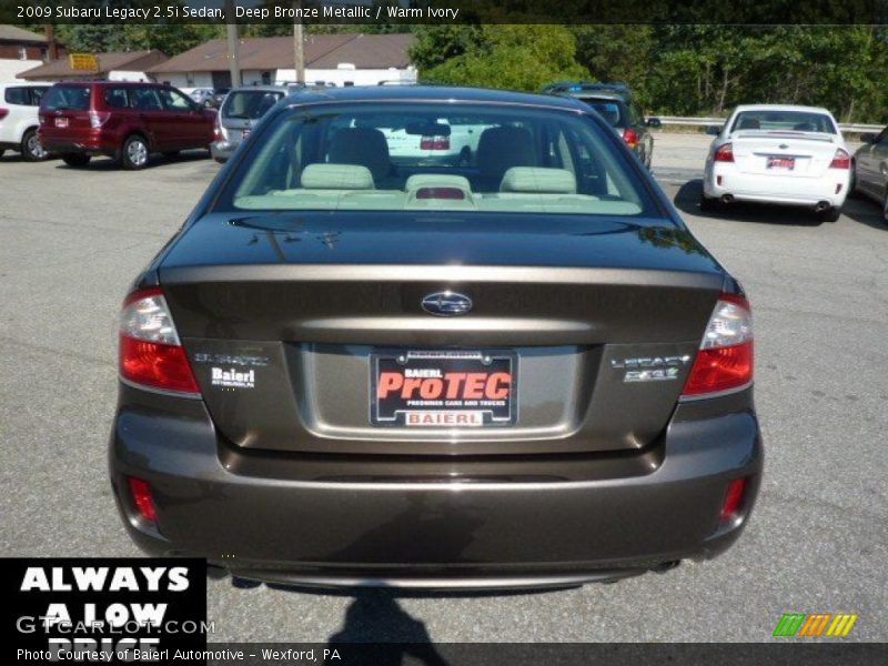 Deep Bronze Metallic / Warm Ivory 2009 Subaru Legacy 2.5i Sedan