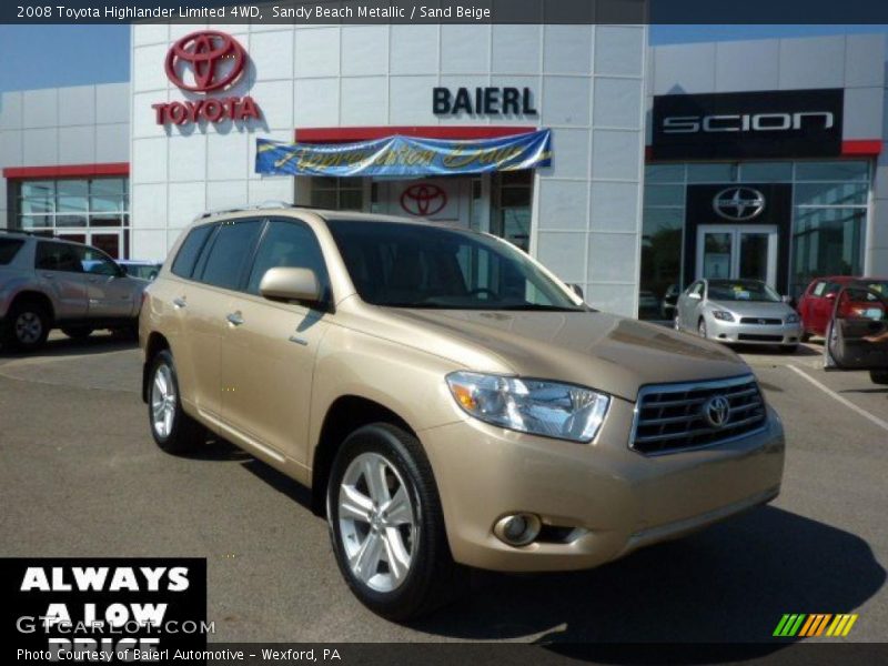 Sandy Beach Metallic / Sand Beige 2008 Toyota Highlander Limited 4WD
