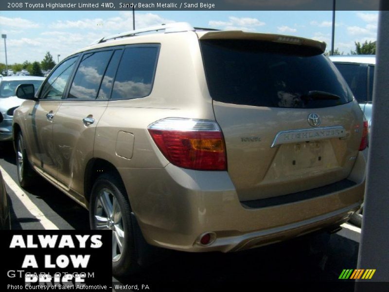 Sandy Beach Metallic / Sand Beige 2008 Toyota Highlander Limited 4WD