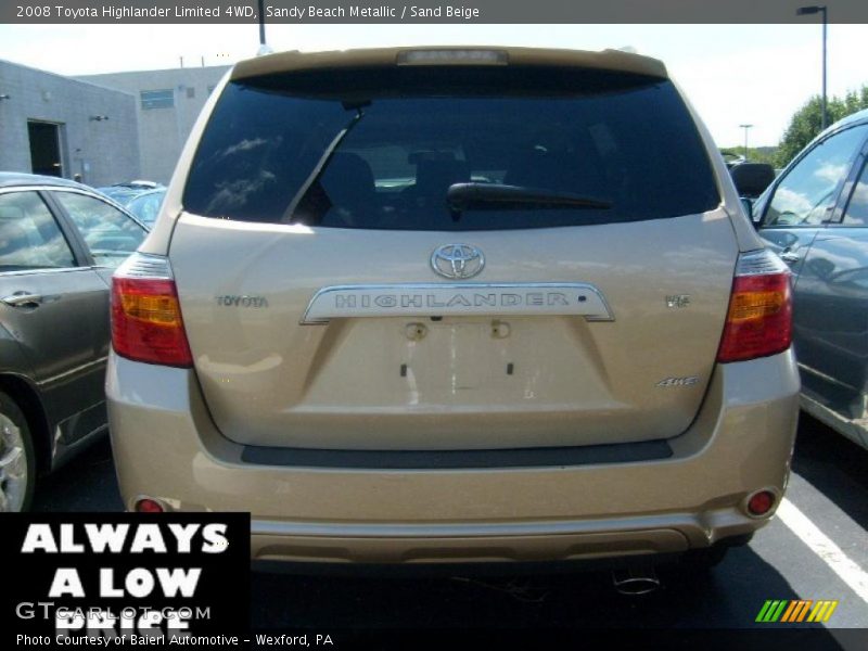 Sandy Beach Metallic / Sand Beige 2008 Toyota Highlander Limited 4WD