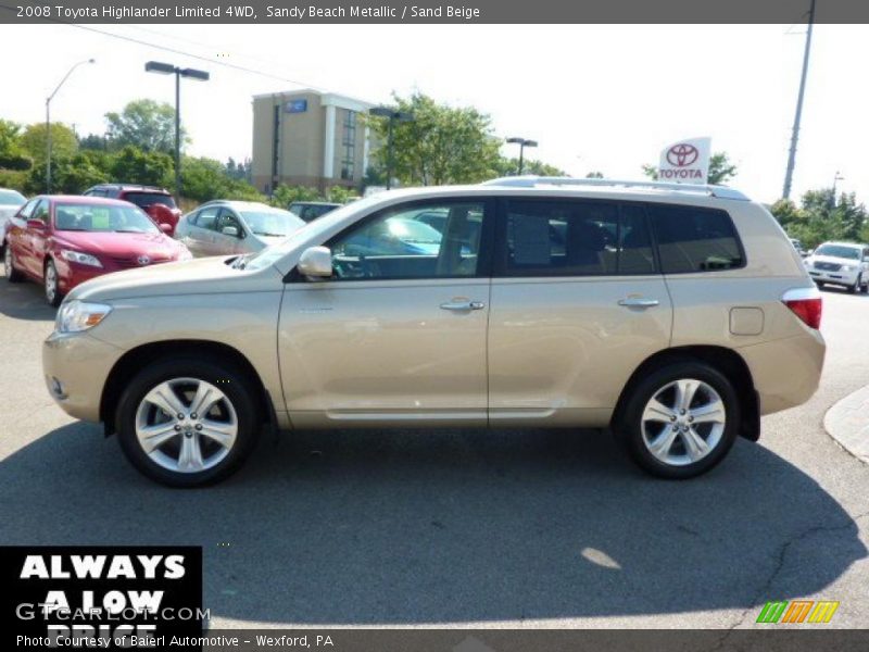 Sandy Beach Metallic / Sand Beige 2008 Toyota Highlander Limited 4WD