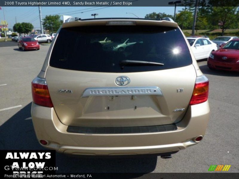 Sandy Beach Metallic / Sand Beige 2008 Toyota Highlander Limited 4WD