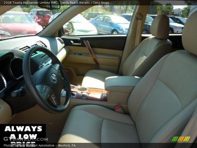 Sandy Beach Metallic / Sand Beige 2008 Toyota Highlander Limited 4WD