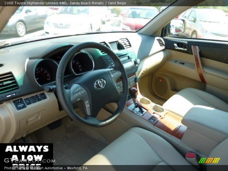 Sandy Beach Metallic / Sand Beige 2008 Toyota Highlander Limited 4WD