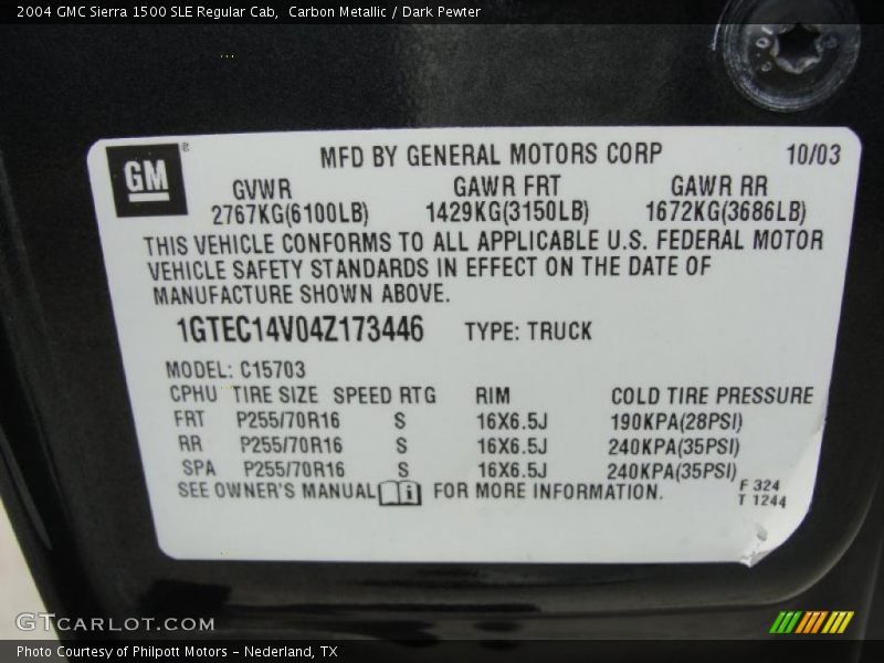 Carbon Metallic / Dark Pewter 2004 GMC Sierra 1500 SLE Regular Cab