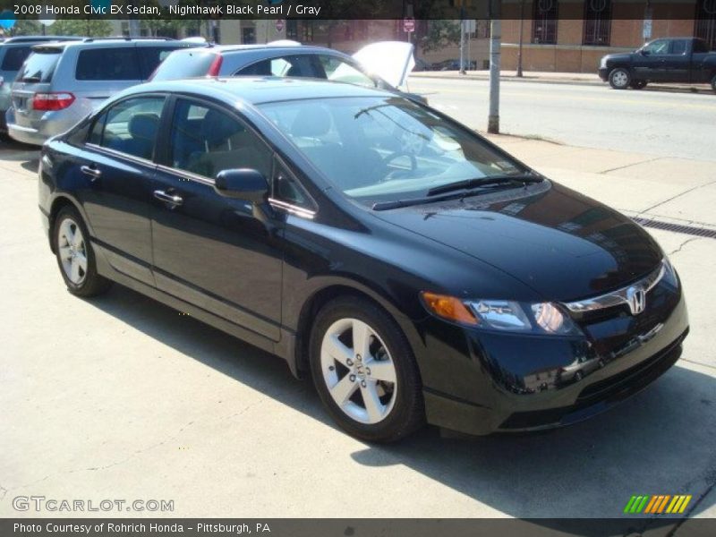 Nighthawk Black Pearl / Gray 2008 Honda Civic EX Sedan