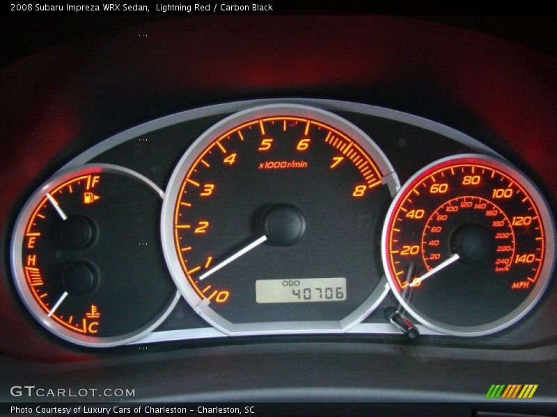 Lightning Red / Carbon Black 2008 Subaru Impreza WRX Sedan