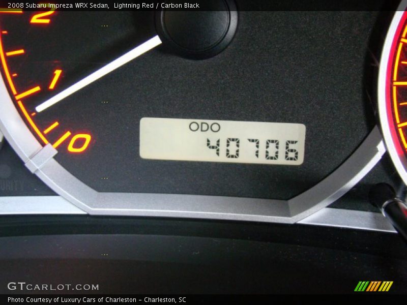 Lightning Red / Carbon Black 2008 Subaru Impreza WRX Sedan