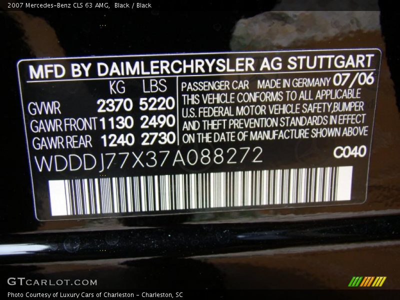 Black / Black 2007 Mercedes-Benz CLS 63 AMG