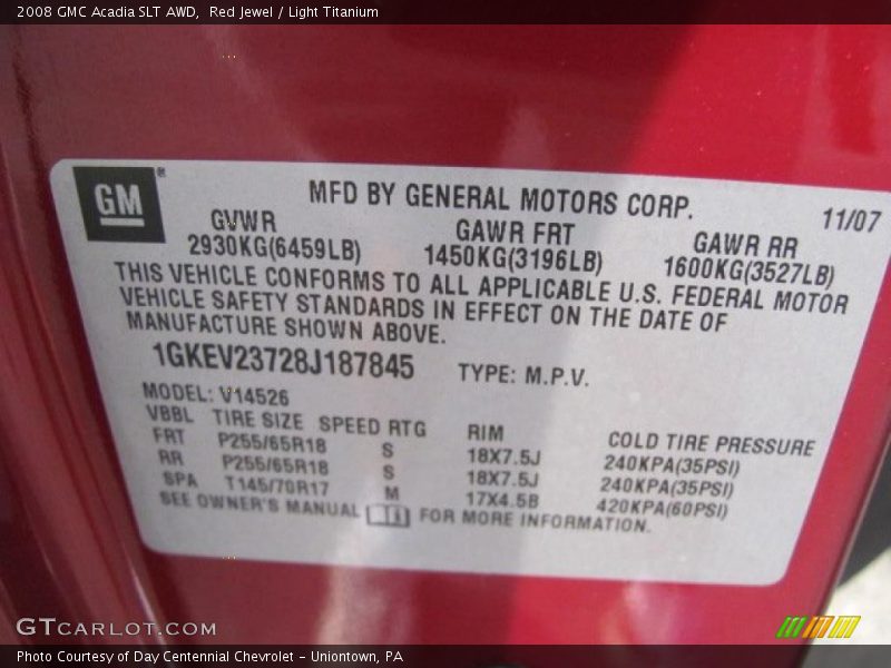 Red Jewel / Light Titanium 2008 GMC Acadia SLT AWD