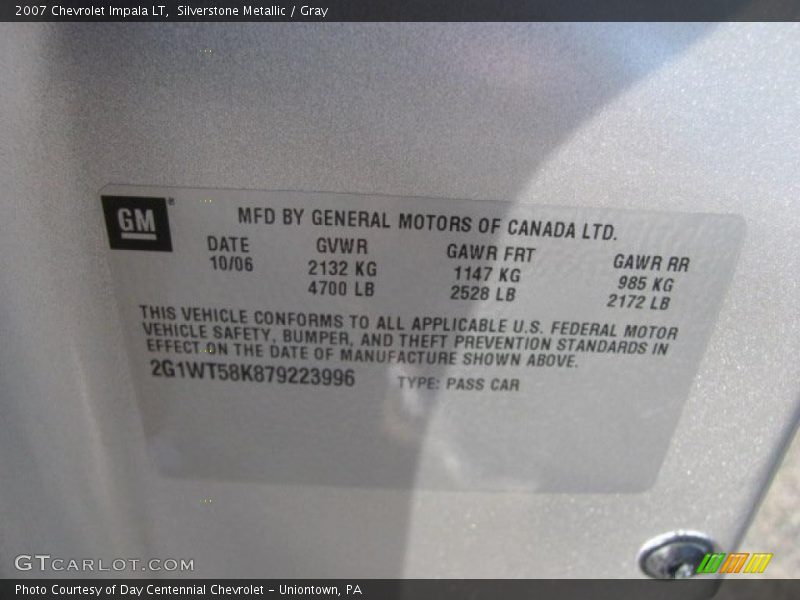 Silverstone Metallic / Gray 2007 Chevrolet Impala LT